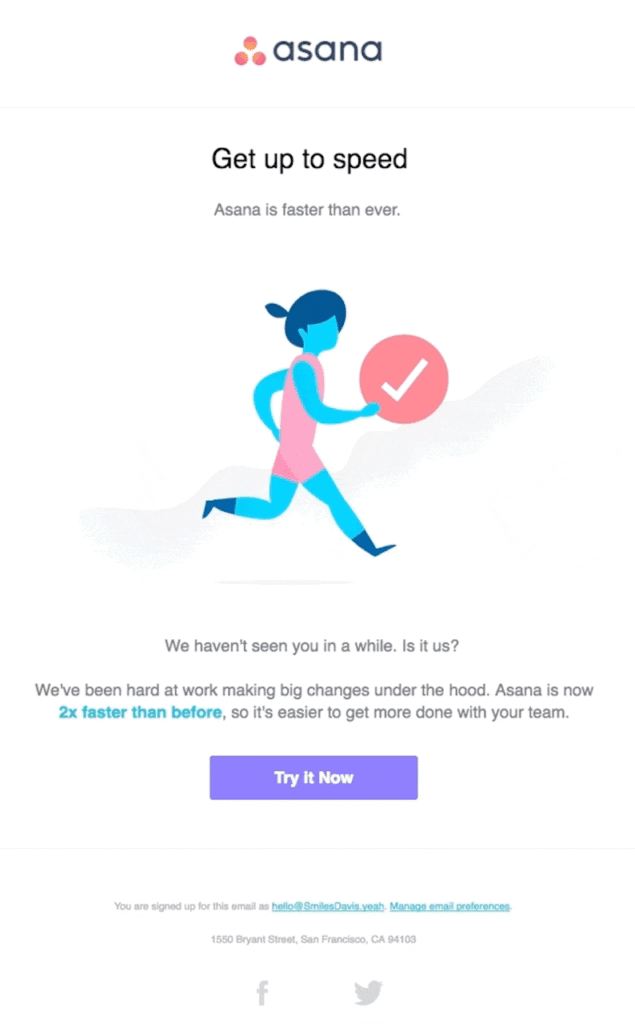 Asana B2B Re-Engagement Email Examples